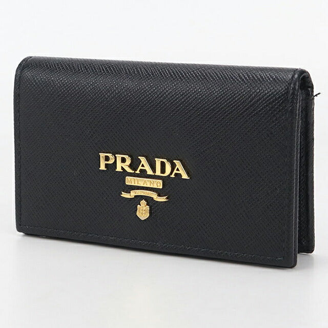 Used Prada business card holder ladies brand PRADA saffiano leather black accessory USDPR105420011