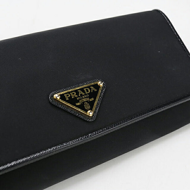 Used Prada long wallet with double fold coin purse ladies brand PRADA triangle long wallet leather 1MH132 UZ0 F0X3X black USDPR106274011