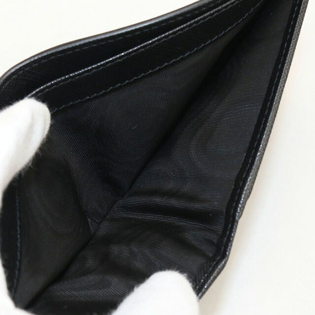 中古 プラダ 二つ折り財布 二折財布 メンズ ブランド PRADA サフィアーノレザー ウォレット 2MO738 ブラック 財布 USDPR107391011