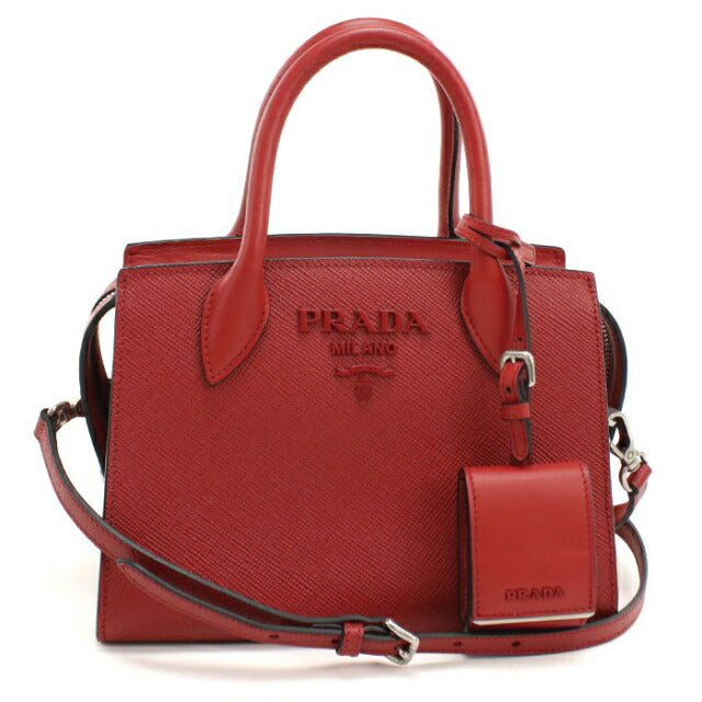Used Prada Handbag Ladies Brand PRADA Saffiano Leather 2WAY Leather 1BA156 Red USDPR108115011