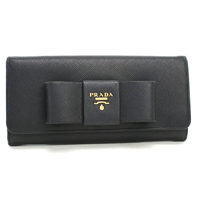 中古 プラダ 長財布二折 レディース ブランド PRADA サフィアーノレザー レザー 1MH132 ブラック USDPR108606011