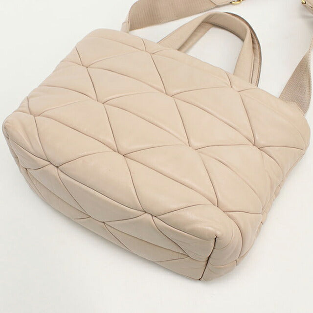 Used Prada tote bag ladies brand PRADA 2WAY leather beige USDPR108820011