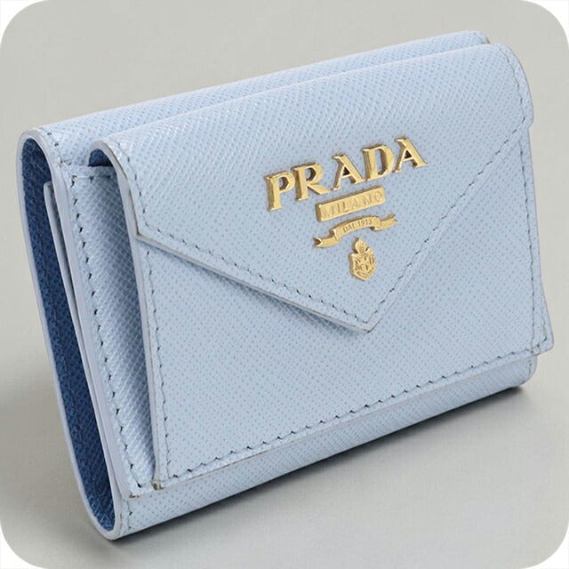 PRADA ブルー　三つ折り財布 中古 プラダ 三つ折り財布 三折財布 レディース ブランド PRADA