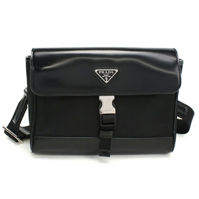 中古 プラダ 斜め掛け ショルダーバッグ メンズ ブランド PRADA レザー ブラック USDPR109398011
