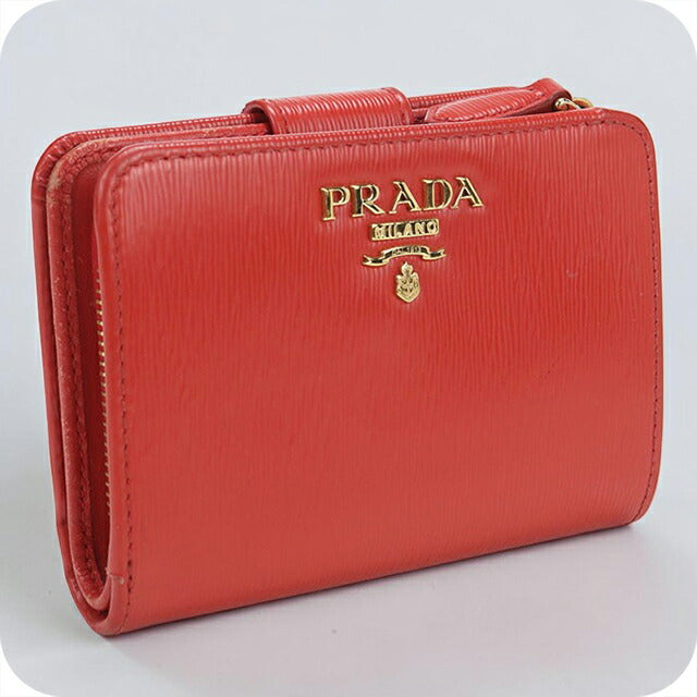 PRADA プラダ/VITELLO DAINO/レザーウォレット/1ML018/62F/Aランク/77【中古】 プラダ 二つ折り財布 ヴィッテロダイノ レザー 1ML018 コーンフラワー