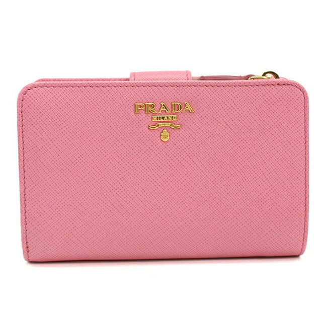 中古 プラダ 二つ折り財布 二折財布 レディース ブランド PRADA サフィアーノレザー レザー 1ML225 ZLP FODLG ピンク USDPR110262011