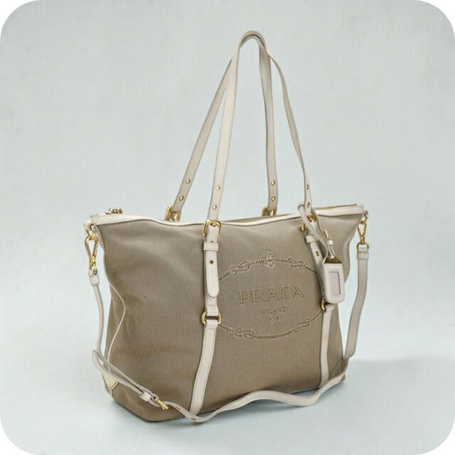 【歳末セール中‼︎】PRADA ベージュ トートバッグ 中古 プラダ トートバッグ レディース ブランド PRADA 2WAY BR4253