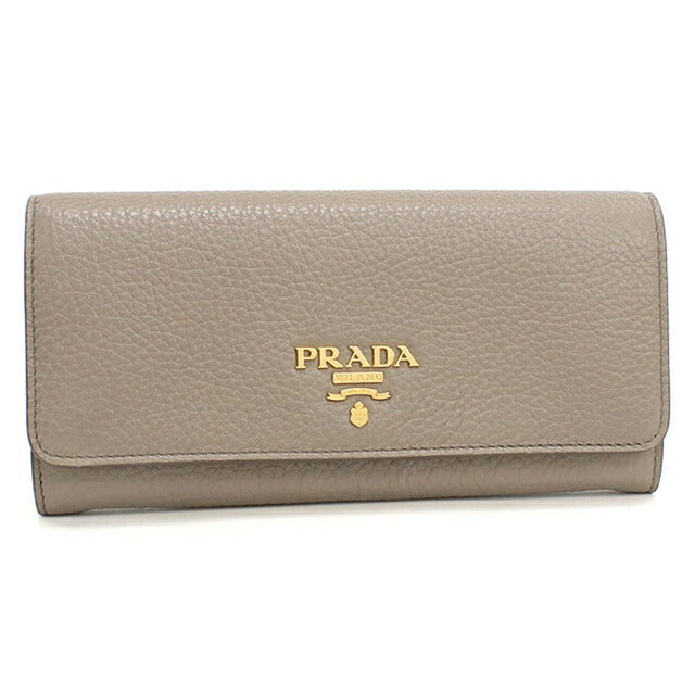 中古 プラダ 長財布二折 レディース ブランド PRADA レザー 1MH132 グレー USDPR111608011