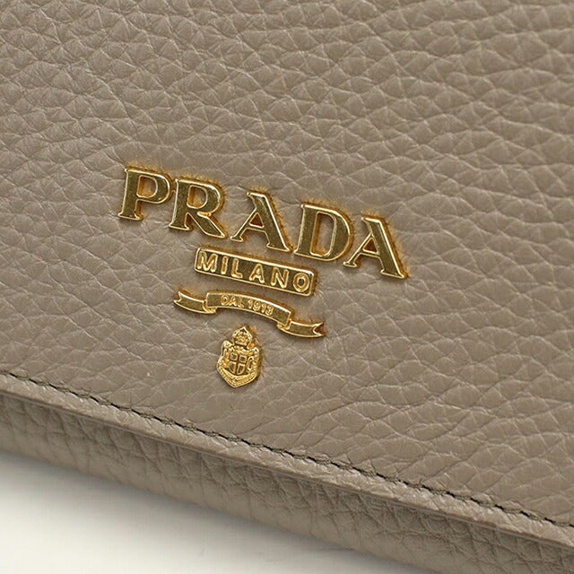中古 プラダ 長財布二折 レディース ブランド PRADA レザー 1MH132 グレー USDPR111608011