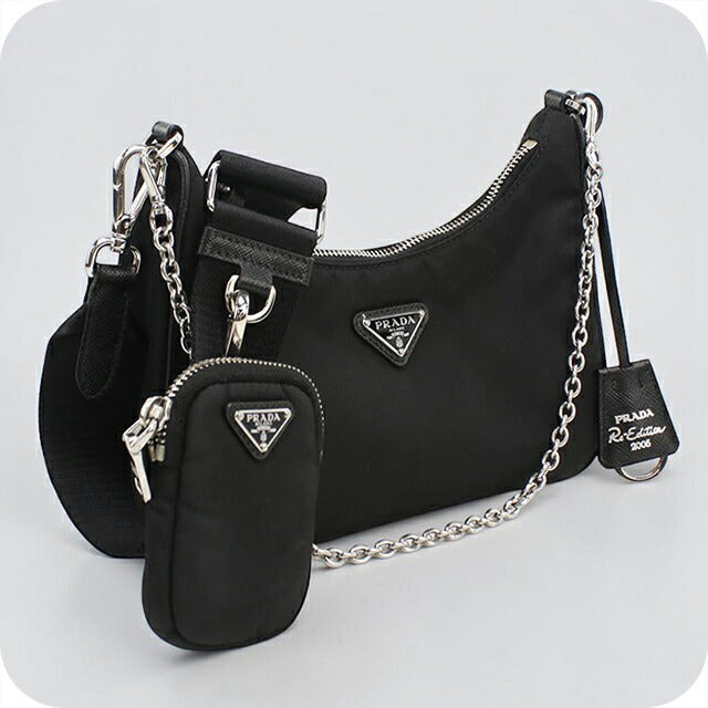 中古 プラダ 斜め掛け ショルダーバッグ レディース ブランド PRADA 1BH058 ブラック USDPR112134011