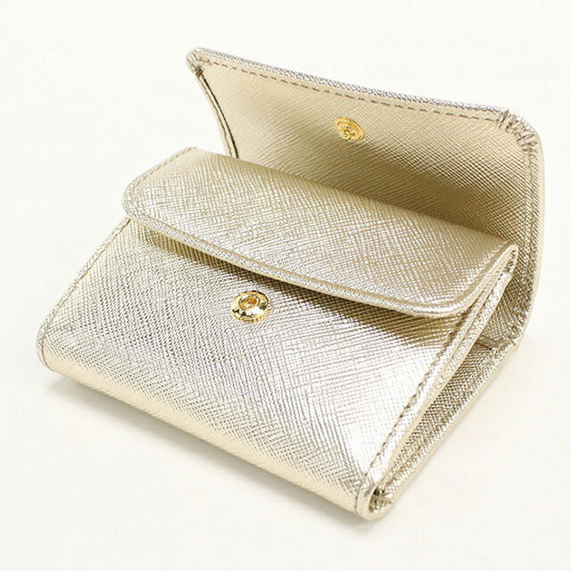 中古 プラダ 三つ折り財布 三折財布 レディース ブランド PRADA サフィアーノトライアングル レザー 1MH043 ゴールド USDPR112896011