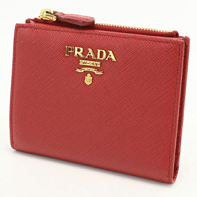 中古 プラダ 二つ折り財布 二折財布 レディース ブランド PRADA サフィアーノレザー レザー 1ML023 QWA F068Z レッド USDPR112965011