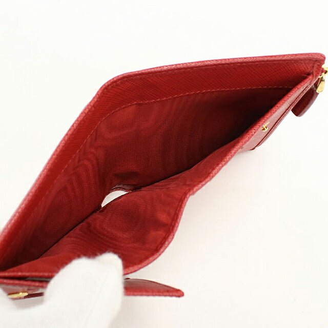 中古 プラダ 二つ折り財布 二折財布 レディース ブランド PRADA サフィアーノレザー レザー 1ML023 QWA F068Z レッド USDPR112965011
