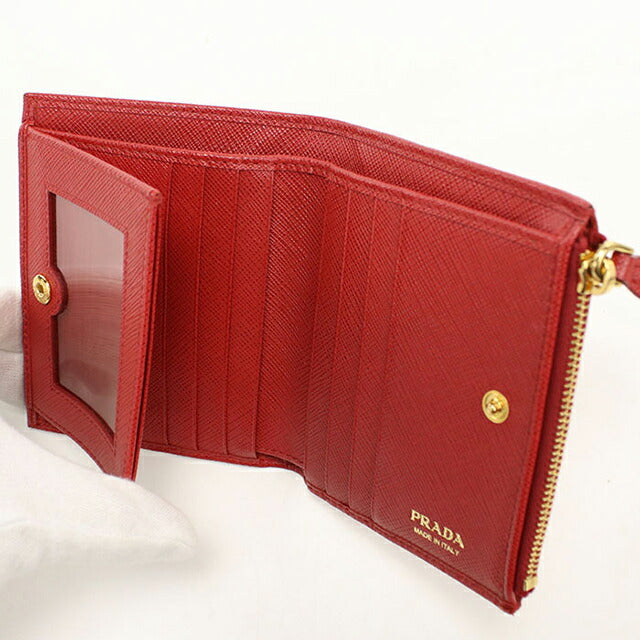 中古 プラダ 二つ折り財布 二折財布 レディース ブランド PRADA サフィアーノレザー レザー 1ML023 QWA F068Z レッド USDPR112965011