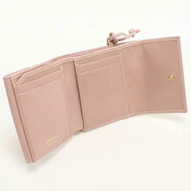 中古 プラダ 三つ折り財布 三折財布 レディース ブランド PRADA レザー ピンク USDPR113078011