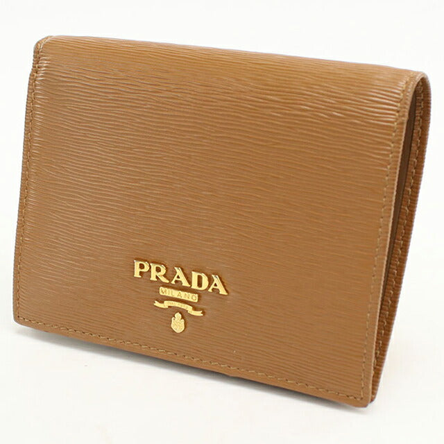中古 プラダ 二つ折り財布 二折財布 レディース ブランド PRADA ヴィッテロムーブレザー レザー 1MV204 ブラウン USDPR113200011