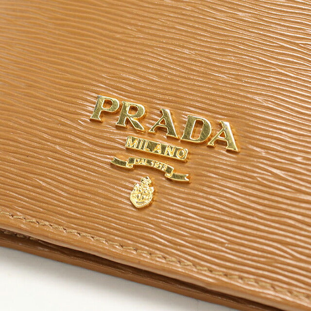 中古 プラダ 二つ折り財布 二折財布 レディース ブランド PRADA ヴィッテロムーブレザー レザー 1MV204 ブラウン USDPR113200011
