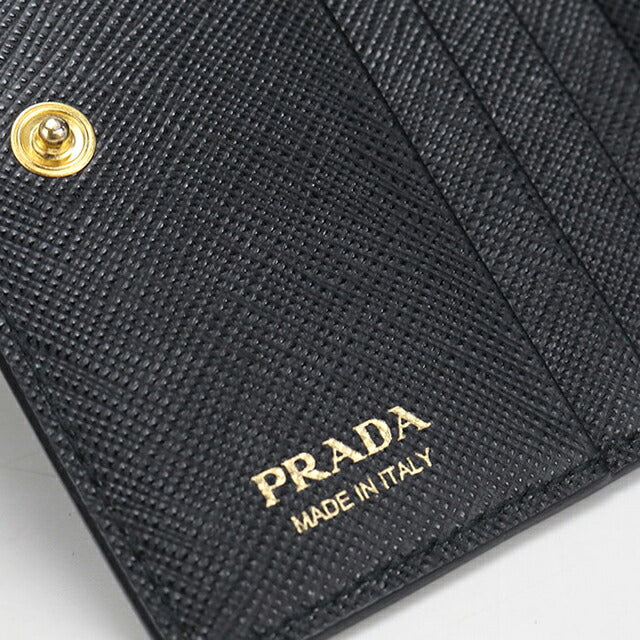 中古 プラダ 二つ折り財布 二折財布 レディース ブランド PRADA サフィアーノレザー レザー 1MV204 ブラック USDPR114299011