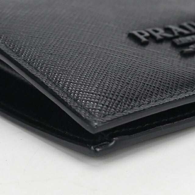 中古 プラダ 二つ折り財布 二折財布 レディース ブランド PRADA サフィアーノレザー レザー 1MV204 ブラック USDPR114299011