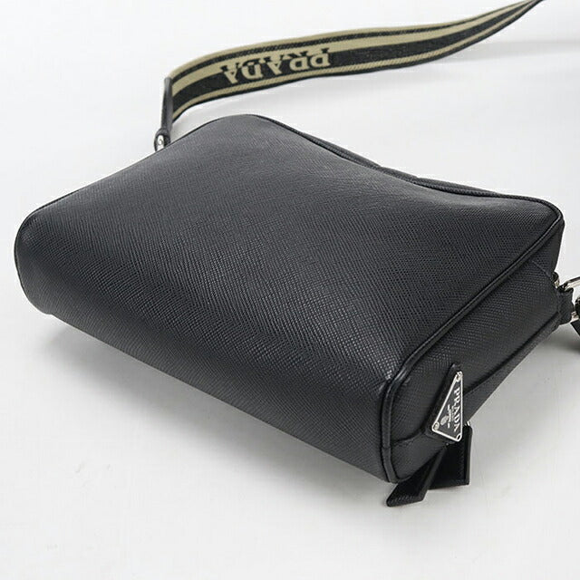 中古 プラダ ショルダーバッグ メンズ ブランド PRADA サフィアーノ レザー 2VH152 ブラック USDPR114424011
