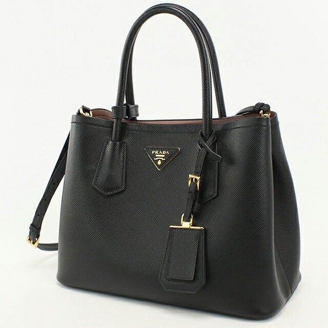 中古 プラダ トートバッグ レディース ブランド PRADA サフィアーノレザー ミディアムバッグ 2WAY レザー 1BG887 ブラック USDPR114434011