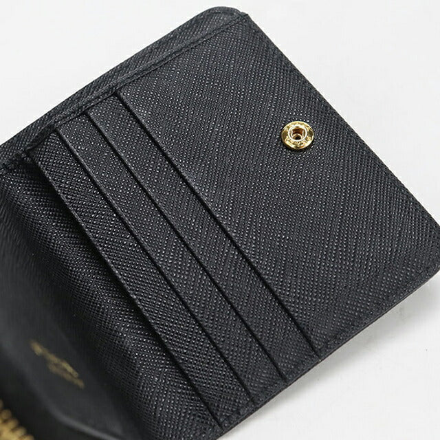 中古 プラダ 二つ折り財布 二折財布 レディース ブランド PRADA サフィアーノトライアングル レザー 1ML036 ブラック USDPR114604011