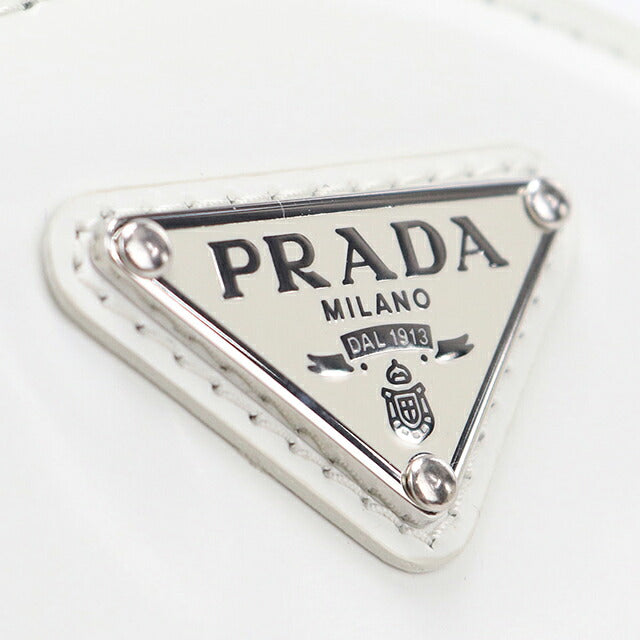 Used Prada shoulder bag ladies brand PRADA triangle logo chain leather 1NR003 white USDPR114736011