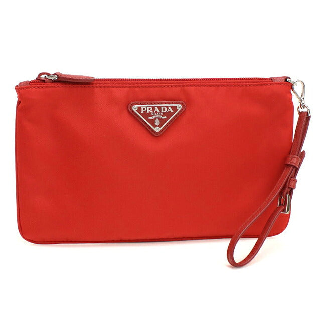 中古 プラダ ポーチ レディース ブランド PRADA トライアングルロゴ 1NH545 レッド USDPR114844011