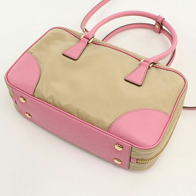 中古 プラダ ミニボストン レディース ブランド PRADA 2WAY レザー ベージュ USDPR114907011