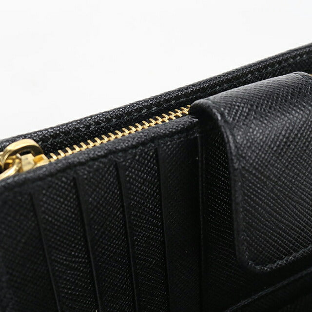 中古 プラダ 二つ折り財布 二折財布 レディース ブランド PRADA サフィアーノレザー 1ML225 ブラック USDPR115264011