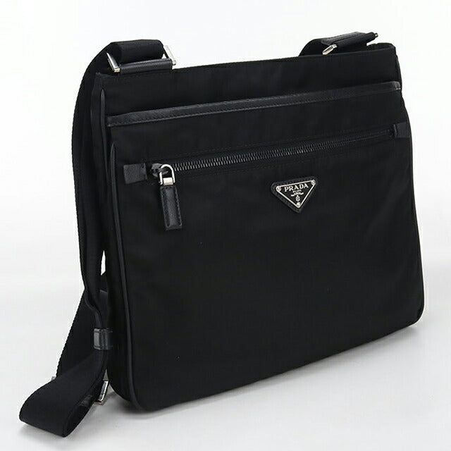 中古 プラダ ショルダーバッグ メンズ ブランド PRADA トライアングルロゴ VA251M ブラック USDPR115410011