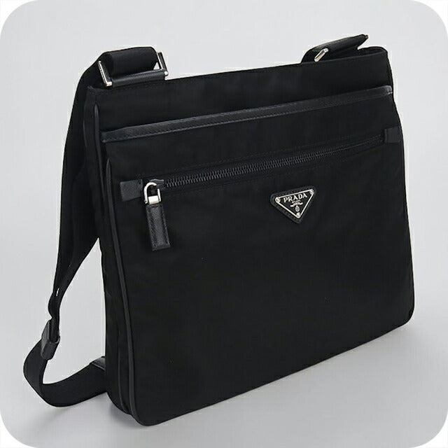 中古 プラダ ショルダーバッグ メンズ ブランド PRADA トライアングルロゴ VA251M ブラック USDPR115410011