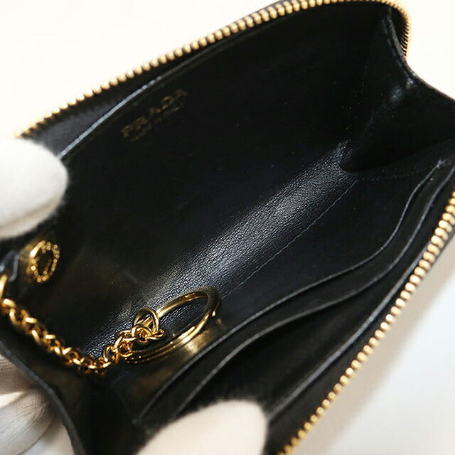 中古 プラダ 小銭入れ レディース ブランド PRADA サフィアーノレザーキーチェーン 1PP122 ブラック USDPR115428011