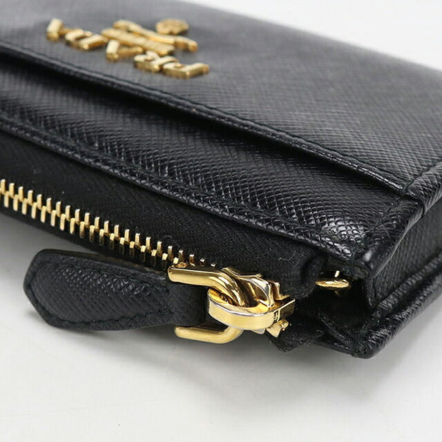 中古 プラダ 小銭入れ レディース ブランド PRADA サフィアーノレザーキーチェーン 1PP122 ブラック USDPR115428011