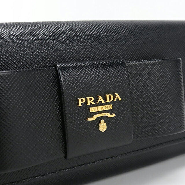 中古 プラダ 長財布二折 レディース ブランド PRADA サフィアーノレザー 1MH132 ブラック USDPR115742011