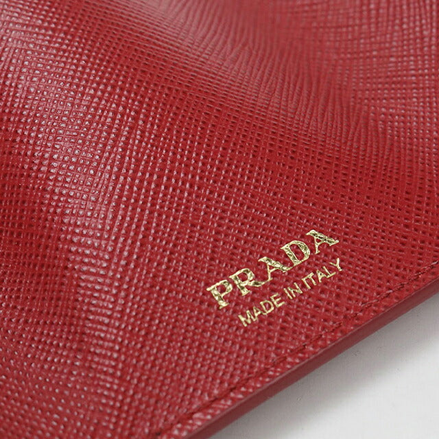 中古 プラダ 三つ折り財布 三折財布 コンパクト レディース ブランド PRADA サフィアーノレザー 1MH021 レッド USDPR116043011