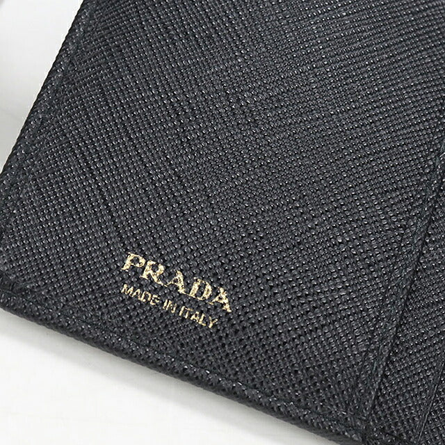 中古 プラダ 二つ折り財布 二折財布 コンパクト レディース ブランド PRADA サフィアーノレザー 1ML225 ブラック USDPR116044011