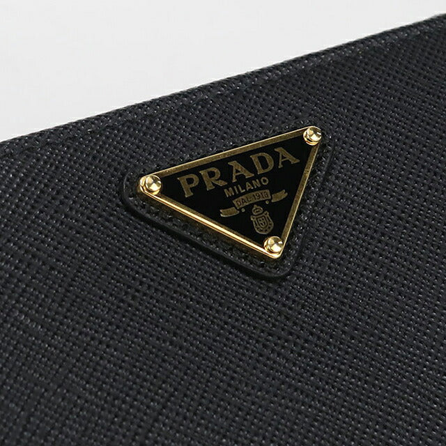 中古 プラダ 二つ折り財布 二折財布 コンパクト レディース ブランド PRADA サフィアーノトライアングル 1ML018 ブラック USDPR116277011