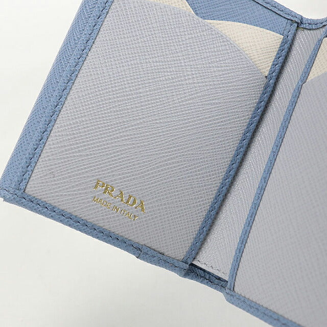 中古 プラダ 三つ折り財布 三折財布 コンパクト レディース ブランド PRADA サフィアーノマルチカラー 1MH043 ブルー USDPR116472011