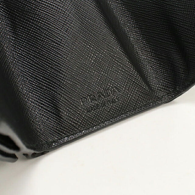 中古 プラダ 三つ折り財布 三折財布 コンパクト メンズ ブランド PRADA サフィアーノトライアングル レザー 2MH042 ブラック USDPR116911011