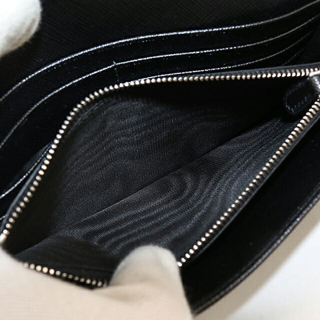 中古 プラダ 長財布二折 レディース ブランド PRADA トライアングルロゴ 長財布二折 1MH132 ブラック USDPR117110011