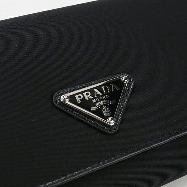 中古 プラダ 長財布二折 レディース ブランド PRADA トライアングルロゴ 長財布二折 1MH132 ブラック USDPR117110011