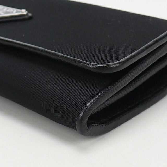 中古 プラダ 長財布二折 レディース ブランド PRADA トライアングルロゴ 長財布二折 1MH132 ブラック USDPR117110011
