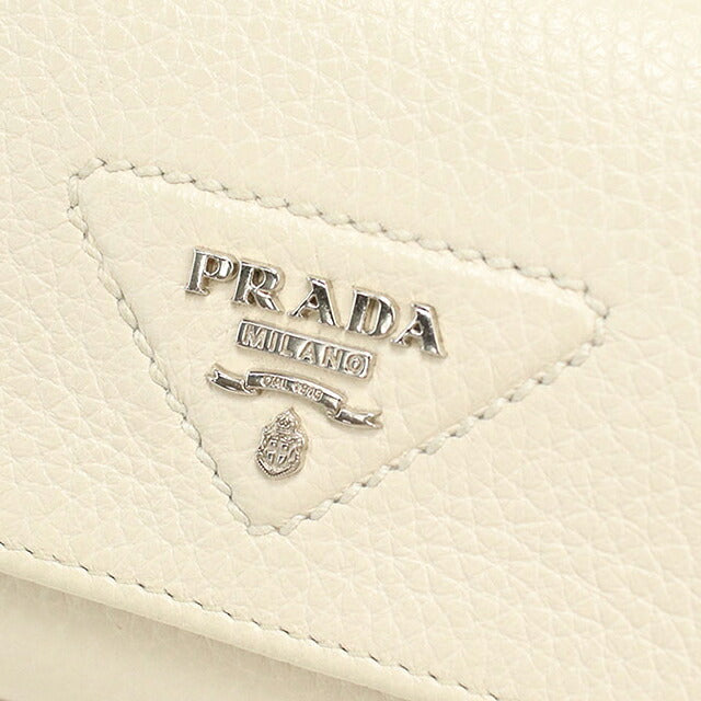 中古 プラダ 三つ折り財布 三折財布 コンパクト レディース ブランド PRADA ヴィッテロダイノ レザー 1MH043 ホワイト USDPR118253011