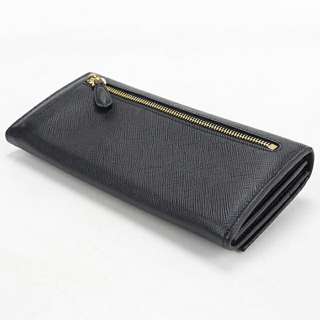 中古 プラダ 長財布二折 レディース ブランド PRADA サフィアーノトライアングル レザー ブラック USDPR118385011