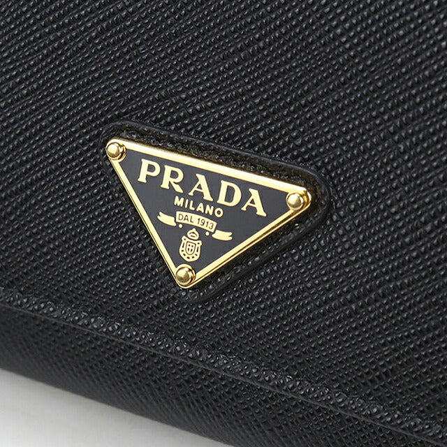 中古 プラダ 長財布二折 レディース ブランド PRADA サフィアーノトライアングル レザー ブラック USDPR118385011