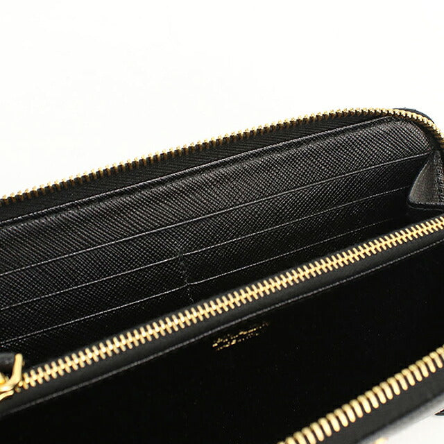 中古 プラダ 長財布ラウンドファスナー レディース ブランド PRADA サフィアーノレザー レザー ブラック USDPR118386011