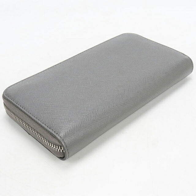 中古 プラダ 長財布ラウンドファスナー メンズ ブランド PRADA サフィアーノレザー レザー 2ML317 グレー USDPR118426011