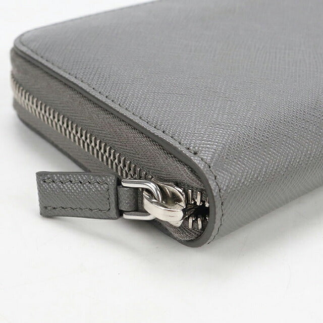 中古 プラダ 長財布ラウンドファスナー メンズ ブランド PRADA サフィアーノレザー レザー 2ML317 グレー USDPR118426011