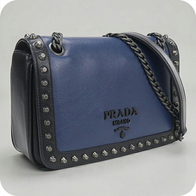 Used Prada shoulder bag ladies brand PRADA chain leather 1BD147 blue USDPR118671011
